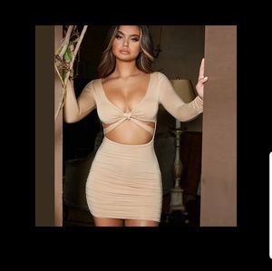 Khaki body con mini dress